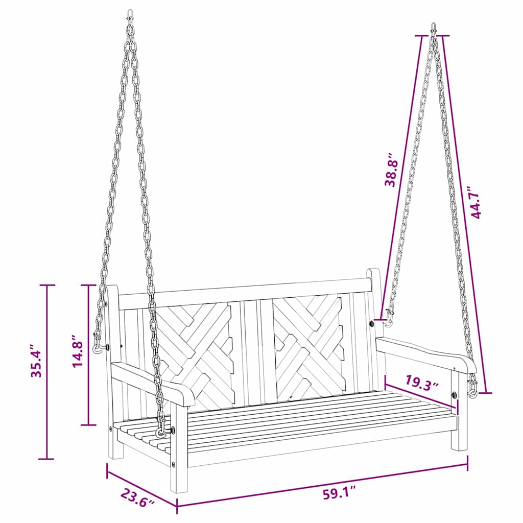 Schommelbank Anders Bruin 114 x 60 x 64 cm Massief teakhout