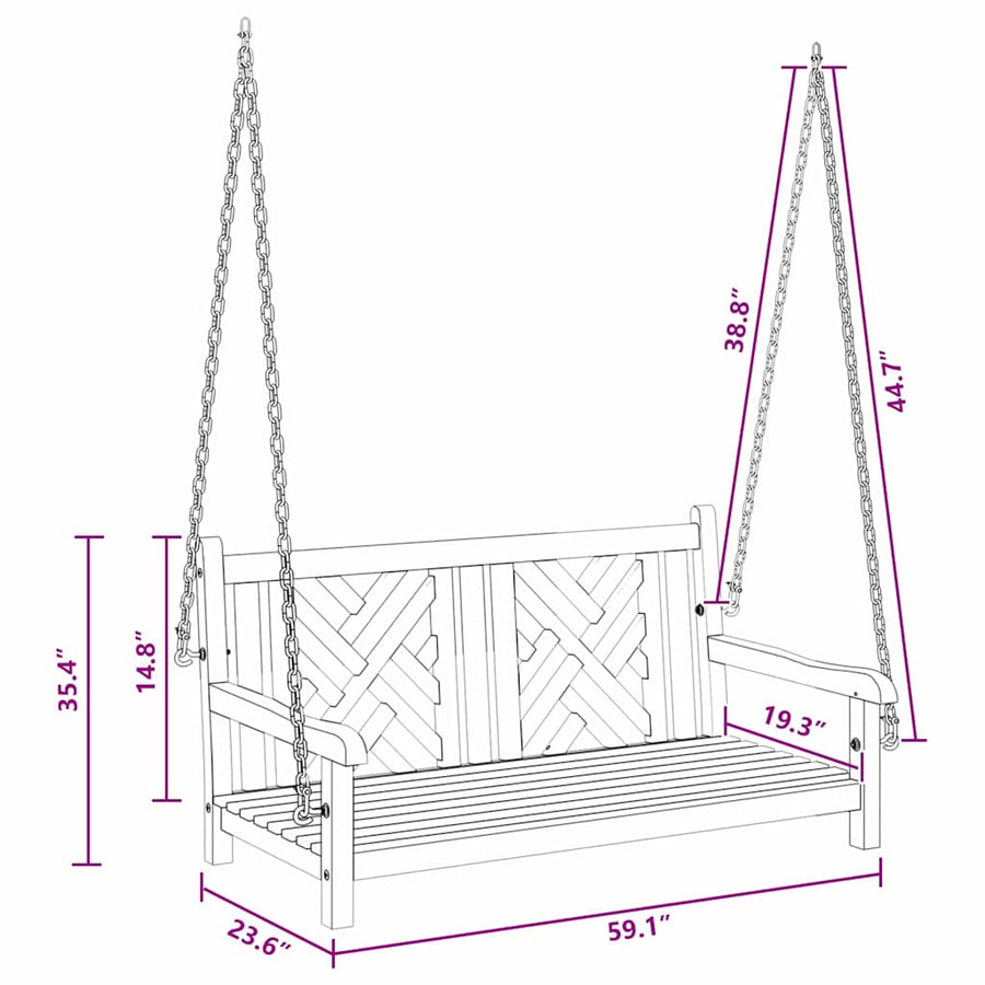 Schommelbank Anders Bruin 114 x 60 x 64 cm Massief teakhout