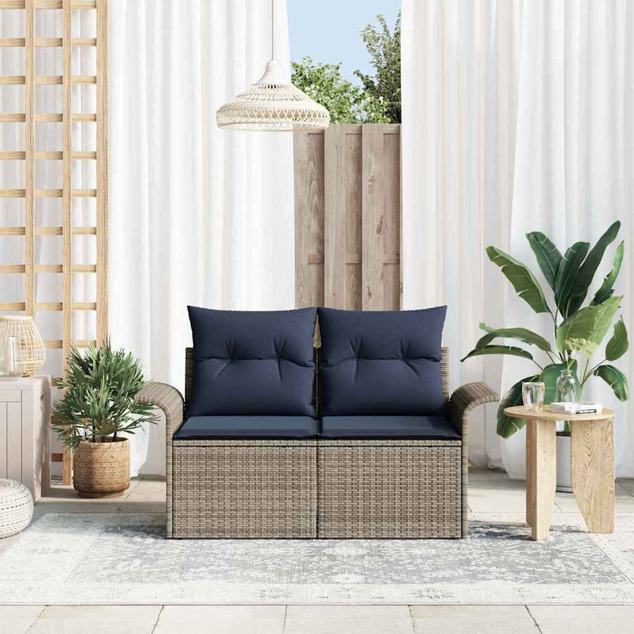 Tuinbank met kussen 141 x 62 x 69 cm poly rattan