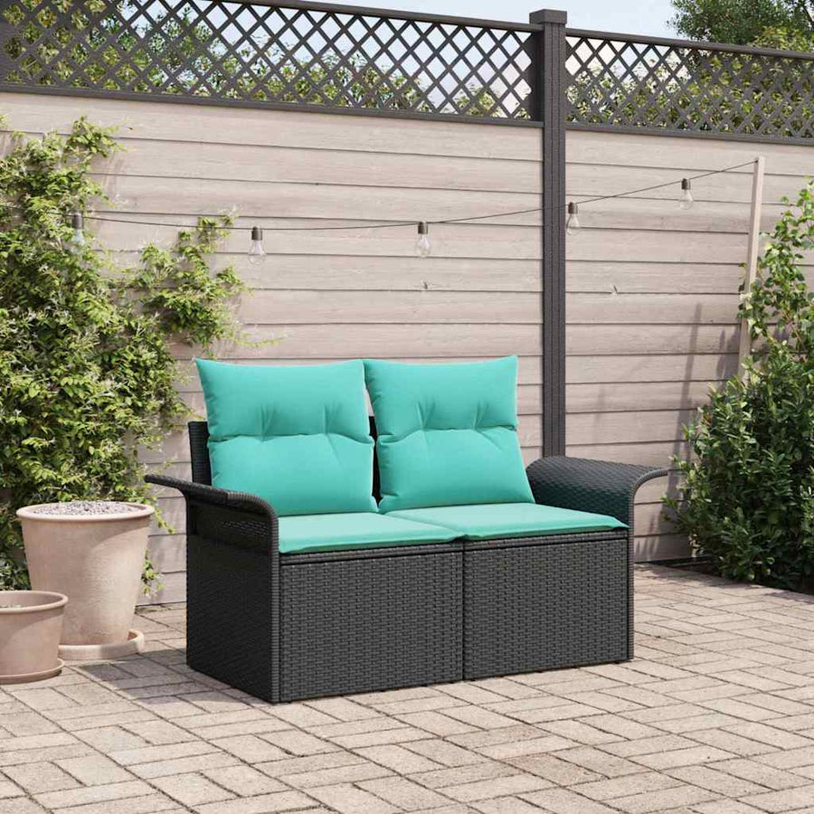 Tuinbank met kussen 141 x 62 x 69 cm poly rattan