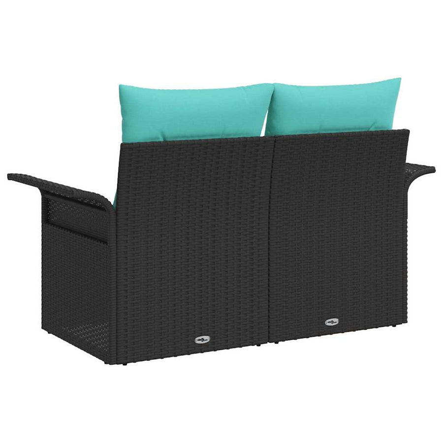 Tuinbank met kussen 141 x 62 x 69 cm poly rattan
