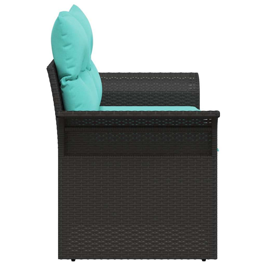 Tuinbank met kussen 141 x 62 x 69 cm poly rattan