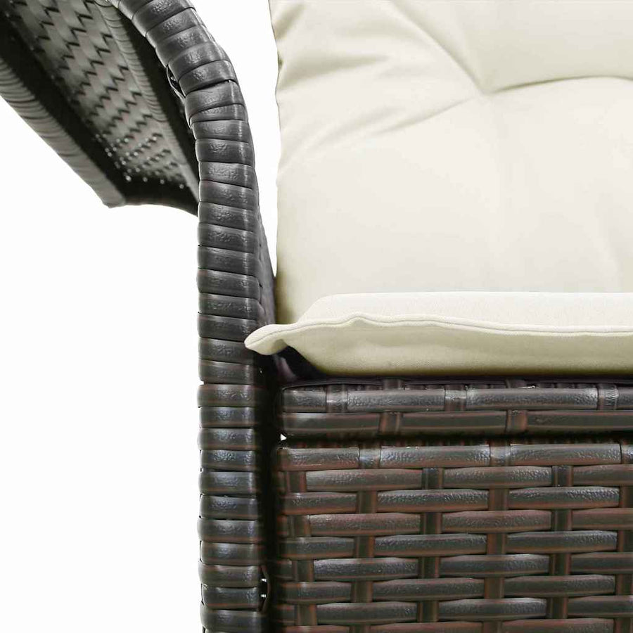Tuinbank met kussen Bruin 141 x 62 x 69cm poly rattan
