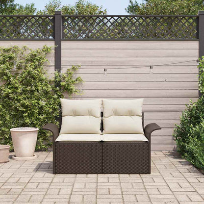 Tuinbank met kussen Bruin 141 x 62 x 69cm poly rattan
