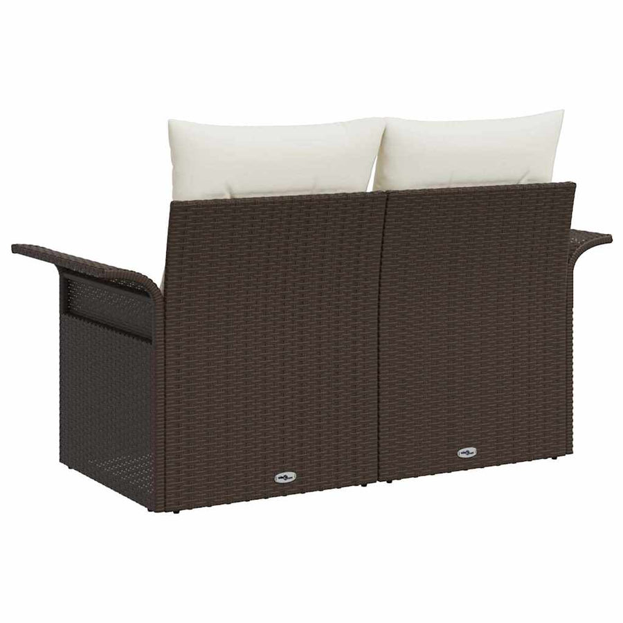 Tuinbank met kussen Bruin 141 x 62 x 69cm poly rattan