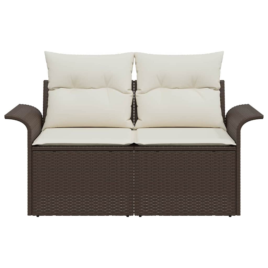 Tuinbank met kussen Bruin 141 x 62 x 69cm poly rattan