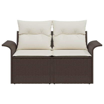 Tuinbank met kussen Bruin 141 x 62 x 69cm poly rattan