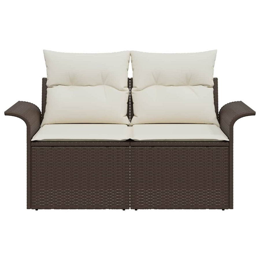 Tuinbank met kussen Bruin 141 x 62 x 69cm poly rattan