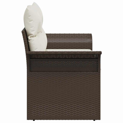 Tuinbank met kussen Bruin 141 x 62 x 69cm poly rattan