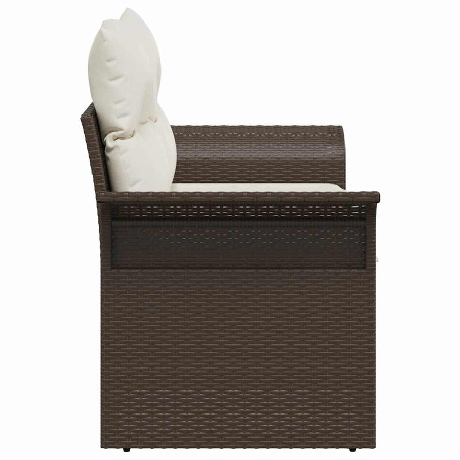 Tuinbank met kussen Bruin 141 x 62 x 69cm poly rattan