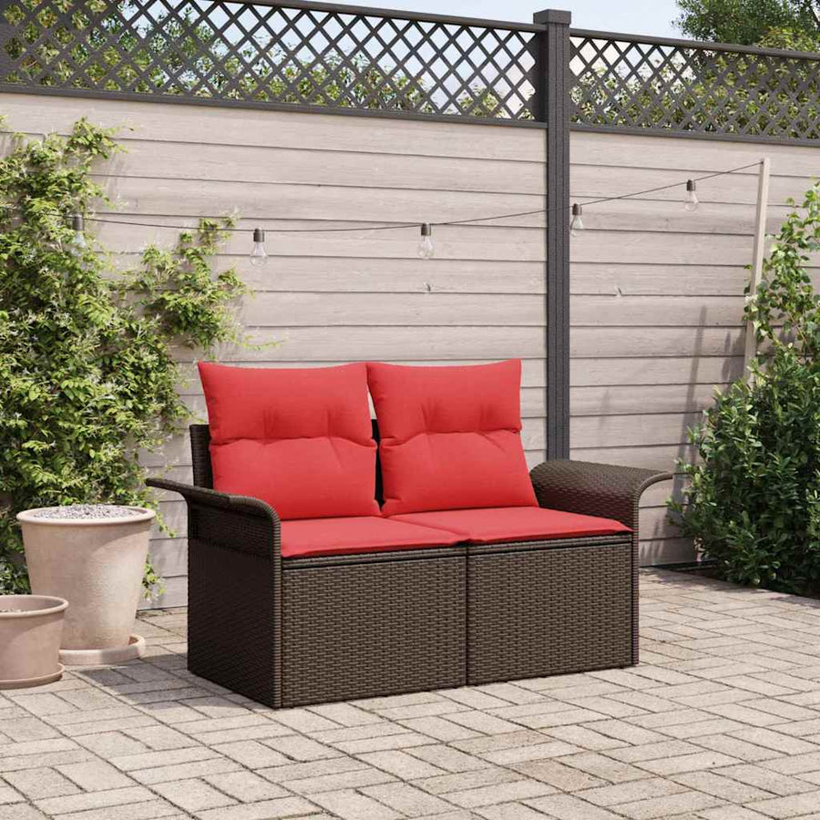 Tuinbank met kussen met opslag 141 x 62 x 69 cm poly rattan