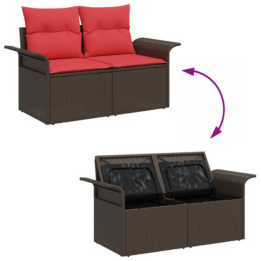 Tuinbank met kussen met opslag 141 x 62 x 69 cm poly rattan