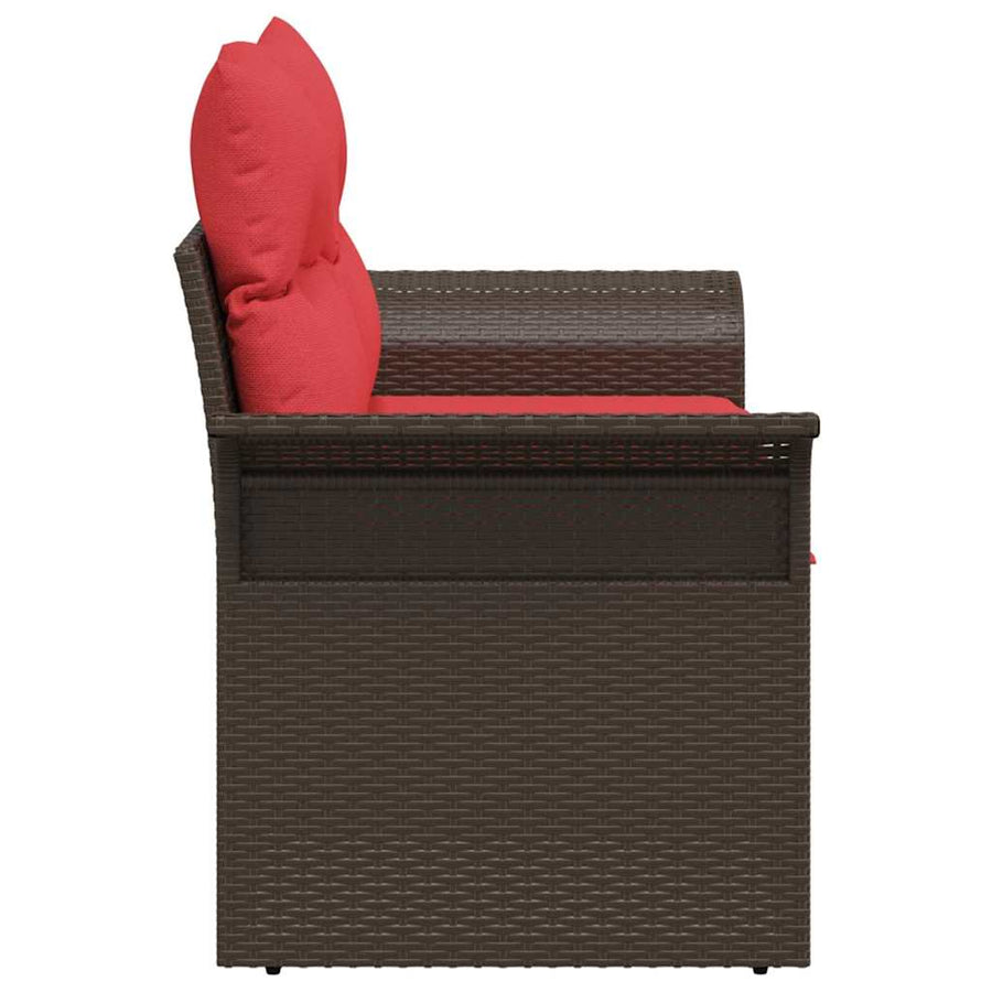 Tuinbank met kussen met opslag 141 x 62 x 69 cm poly rattan