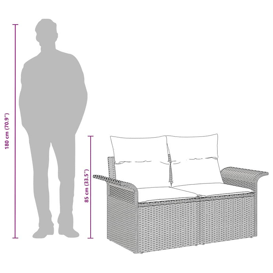 Tuinbank met kussen met opslag 141 x 62 x 69 cm poly rattan
