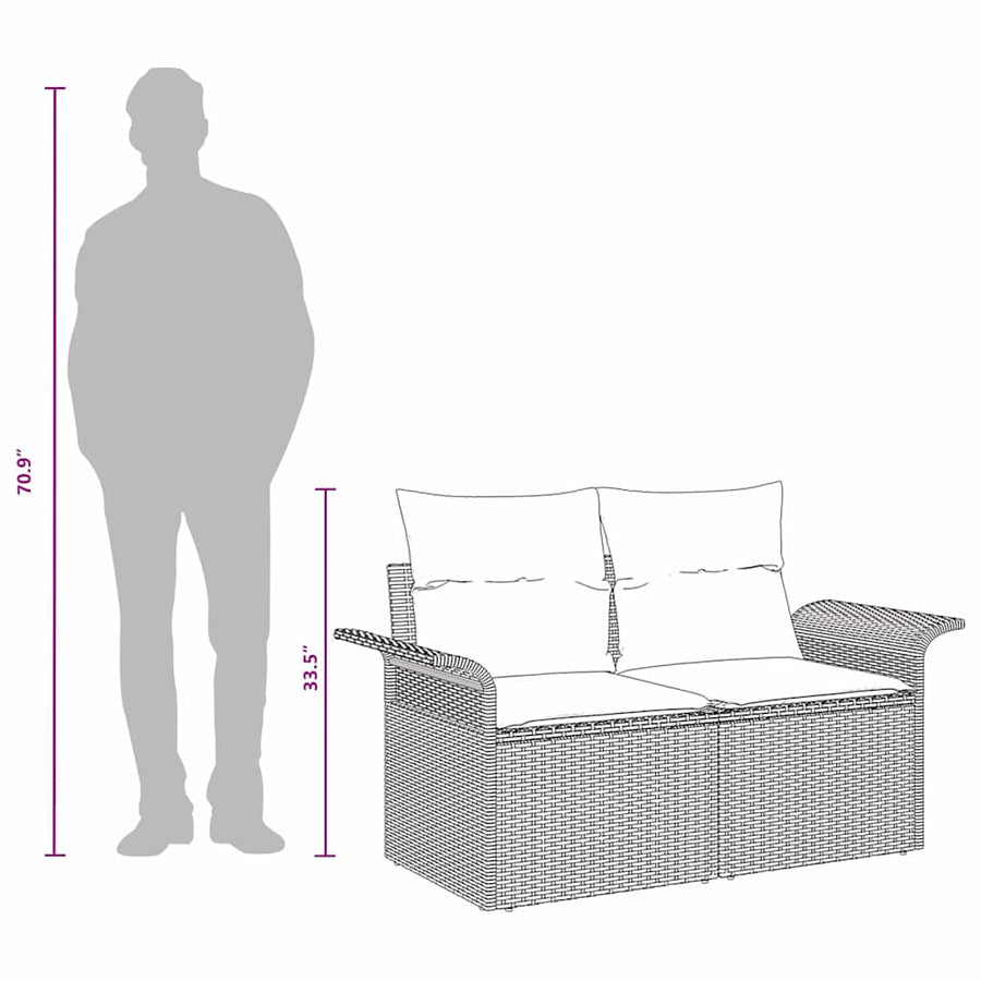 Tuinbank met kussen met opslag 141 x 62 x 69 cm poly rattan