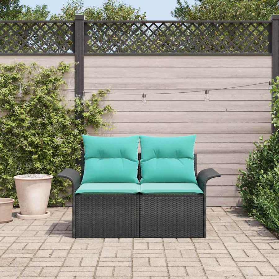 Tuinbank met kussen met opslag 141 x 62 x 69 cm poly rattan