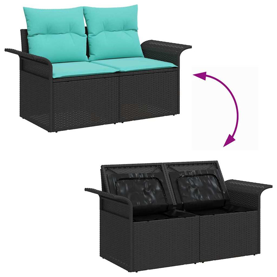 Tuinbank met kussen met opslag 141 x 62 x 69 cm poly rattan