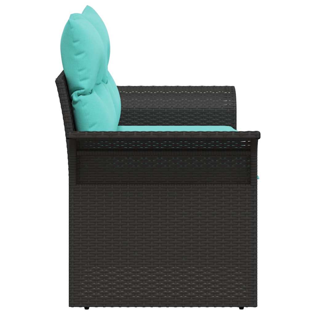 Tuinbank met kussen met opslag 141 x 62 x 69 cm poly rattan