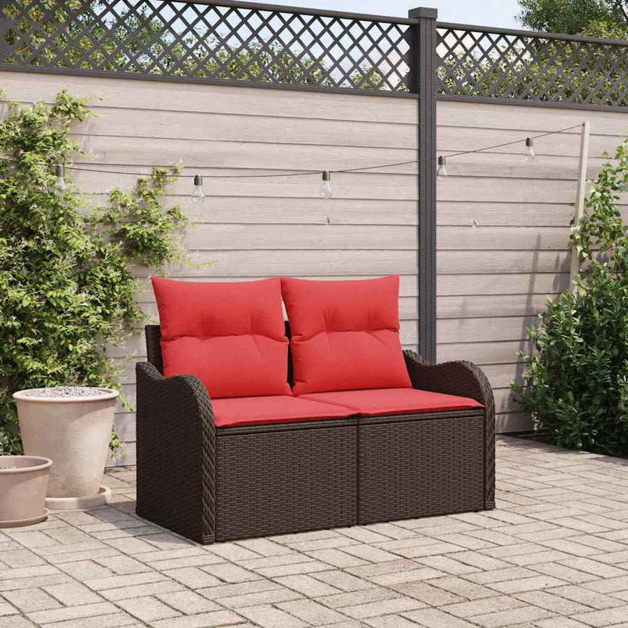 Tuinbank met kussen 121 x 62 x 69 cm poly rattan