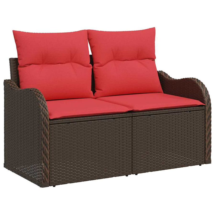Tuinbank met kussen 121 x 62 x 69 cm poly rattan