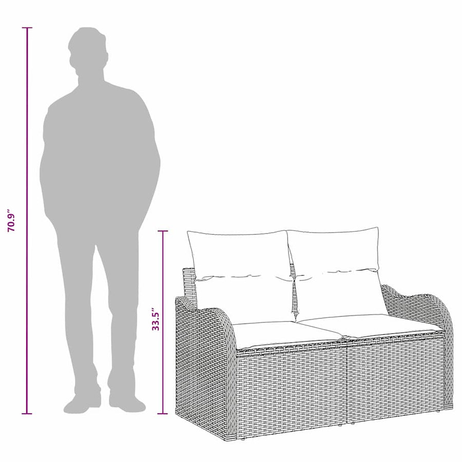 Tuinbank met kussen 121 x 62 x 69 cm poly rattan