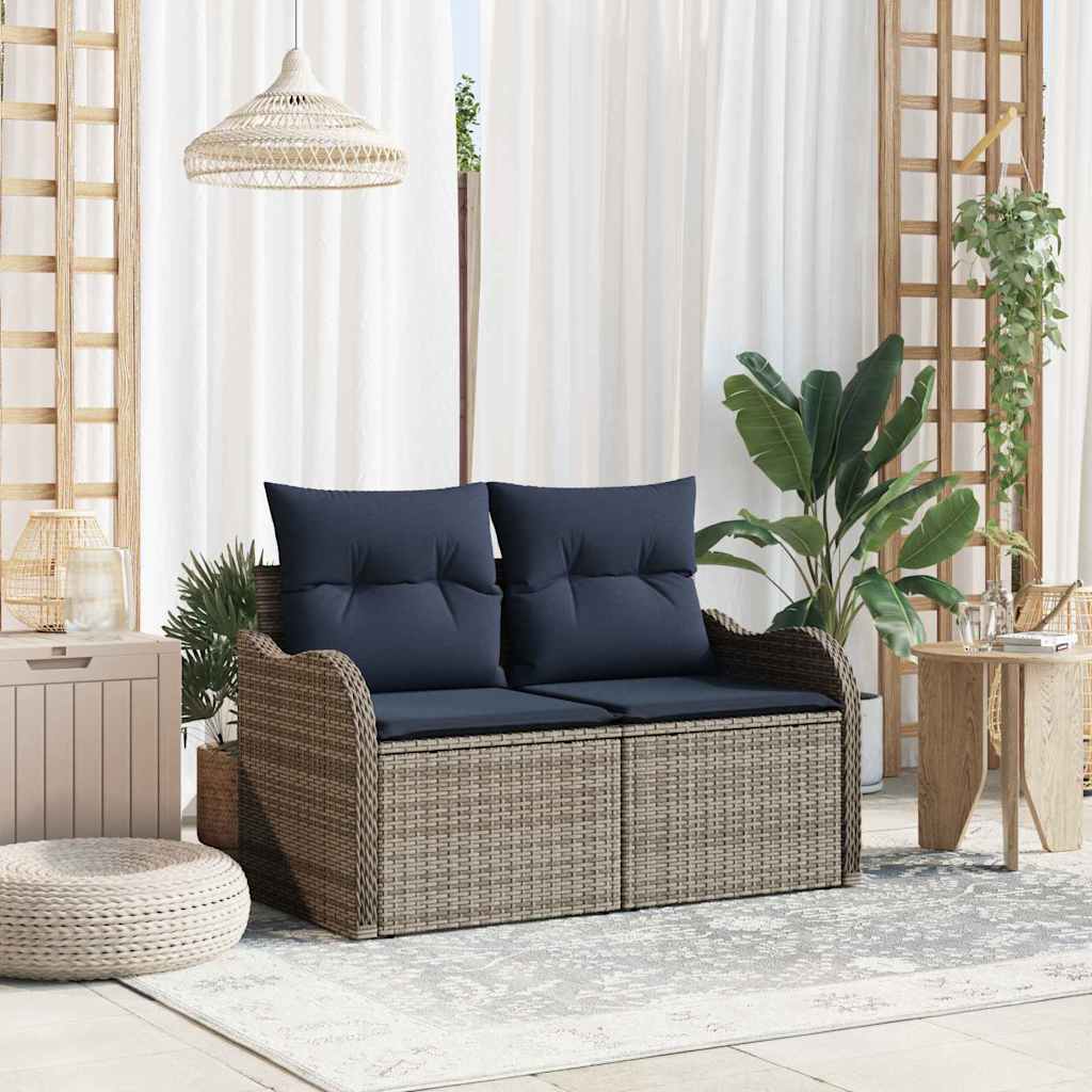 Tuinbank met kussen 121 x 62 x 69 cm poly rattan
