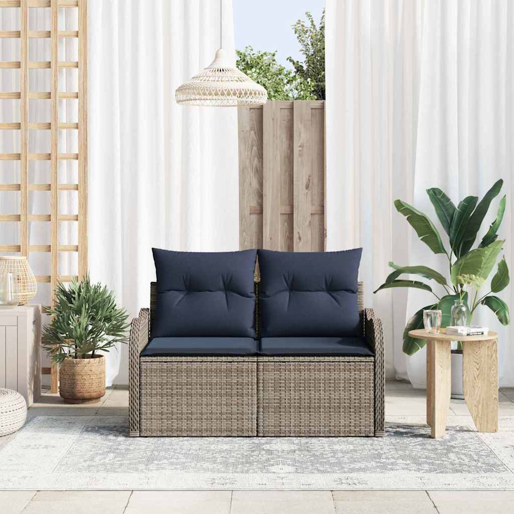 Tuinbank met kussen 121 x 62 x 69 cm poly rattan