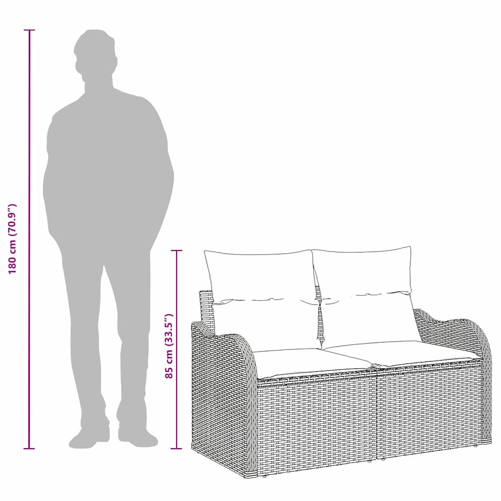 Tuinbank met kussen 121 x 62 x 69 cm poly rattan