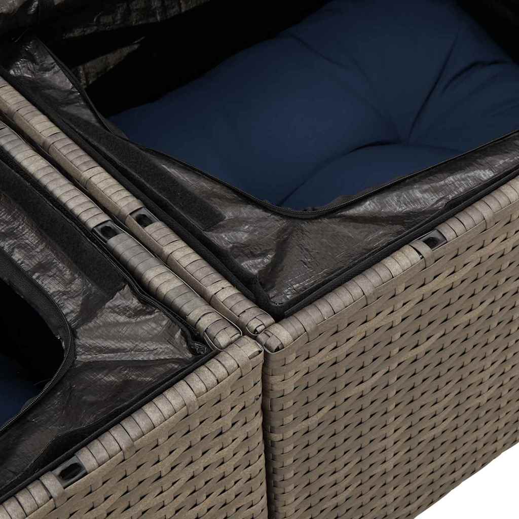 Tuinbank met kussen met opslag 121 x 62 x 69 cm poly rattan