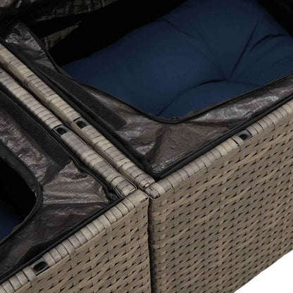 Tuinbank met kussen met opslag 121 x 62 x 69 cm poly rattan