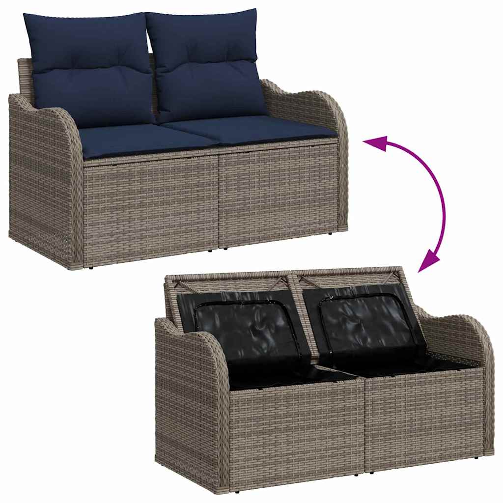 Tuinbank met kussen met opslag 121 x 62 x 69 cm poly rattan