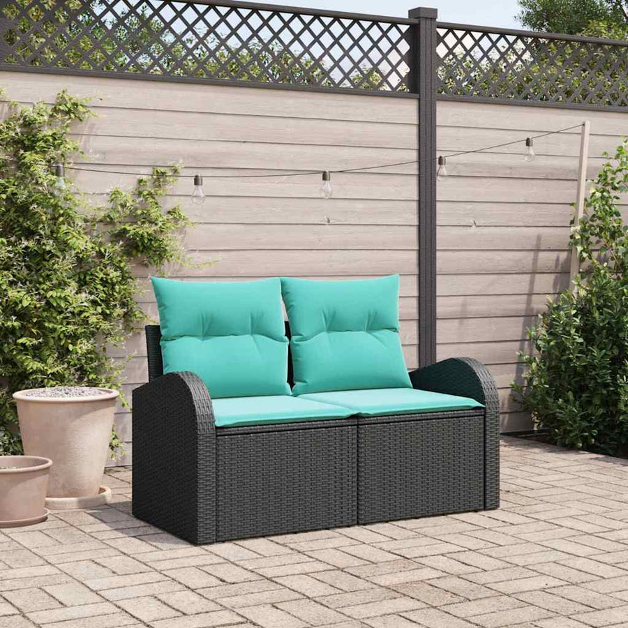 Tuinbank 124 X 62 X 85 Cm Poly Rattan Zwart