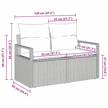 Tuinbank met kussen 120 x 62 x 69 cm poly rattan