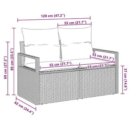 Tuinbank met kussen 120 x 62 x 69 cm poly rattan