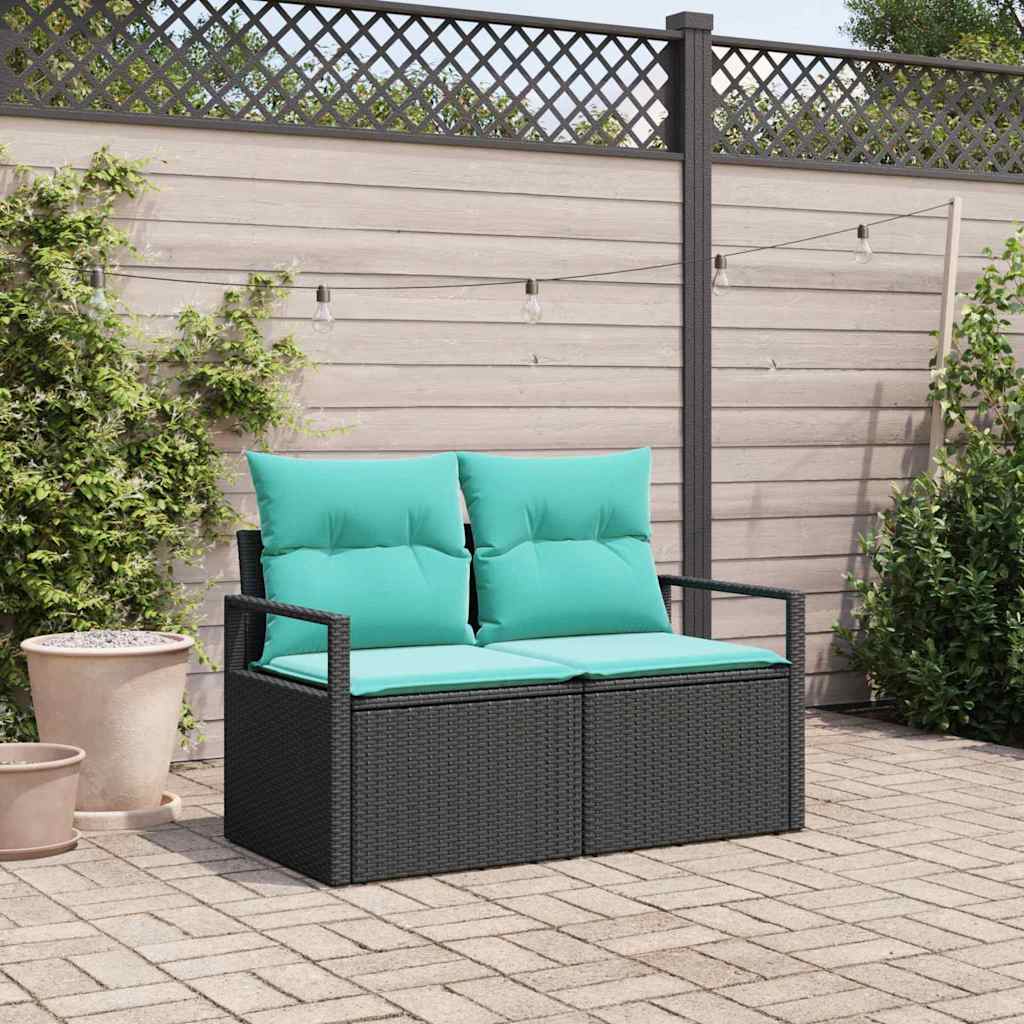 Tuinbank met kussen 120 x 62 x 69 cm poly rattan