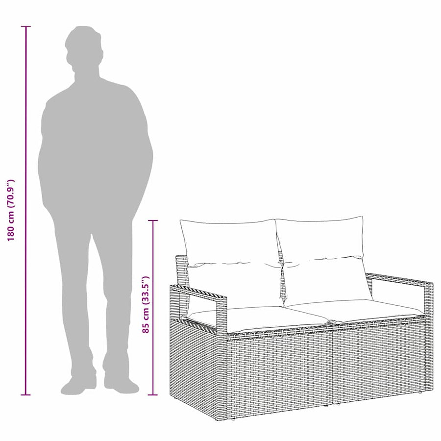 Tuinbank met kussen 120 x 62 x 69 cm poly rattan