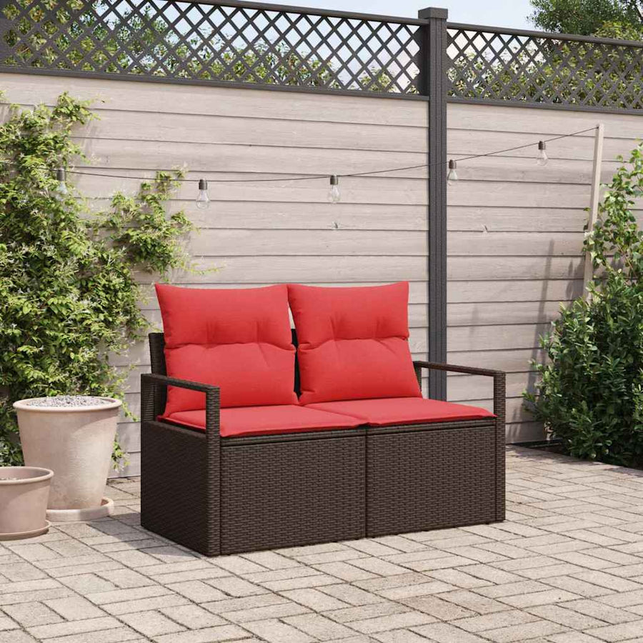 Tuinbank Met Kussen Met Opslag 120 X 62 X 69 Cm Poly Rattan Bruin