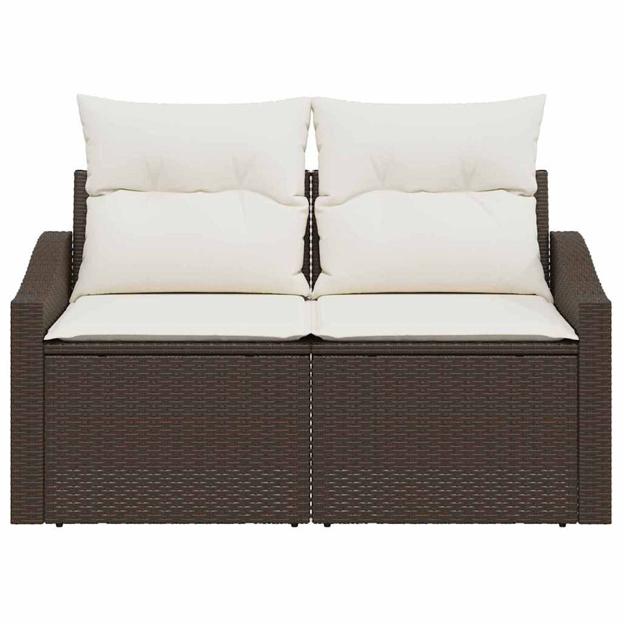 Tuinbank met kussen 123 x 62 x 69 cm poly rattan