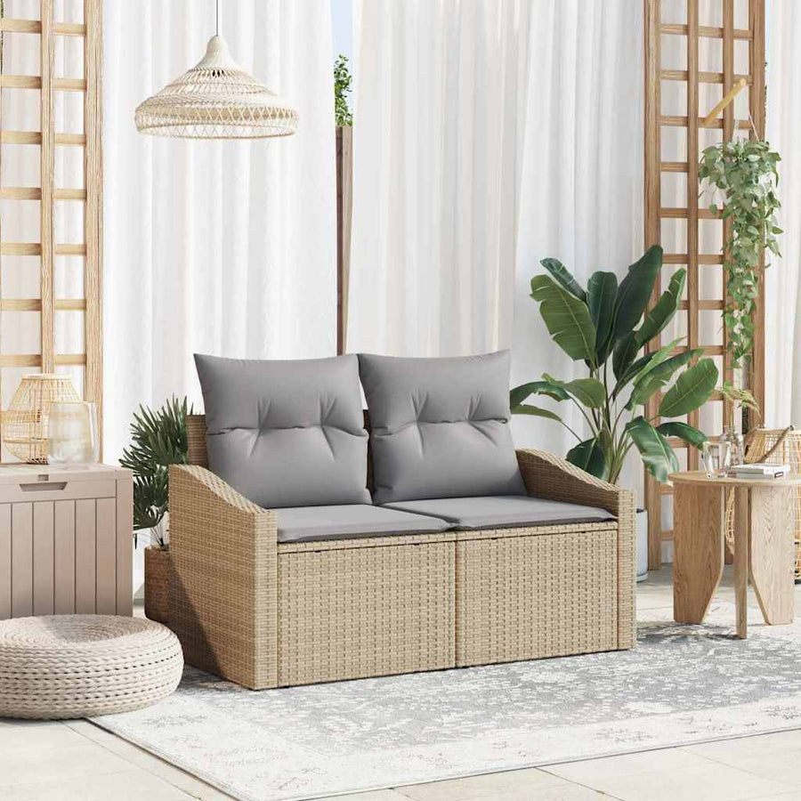 Tuinbank met kussen 123 x 62 x 69 cm poly rattan
