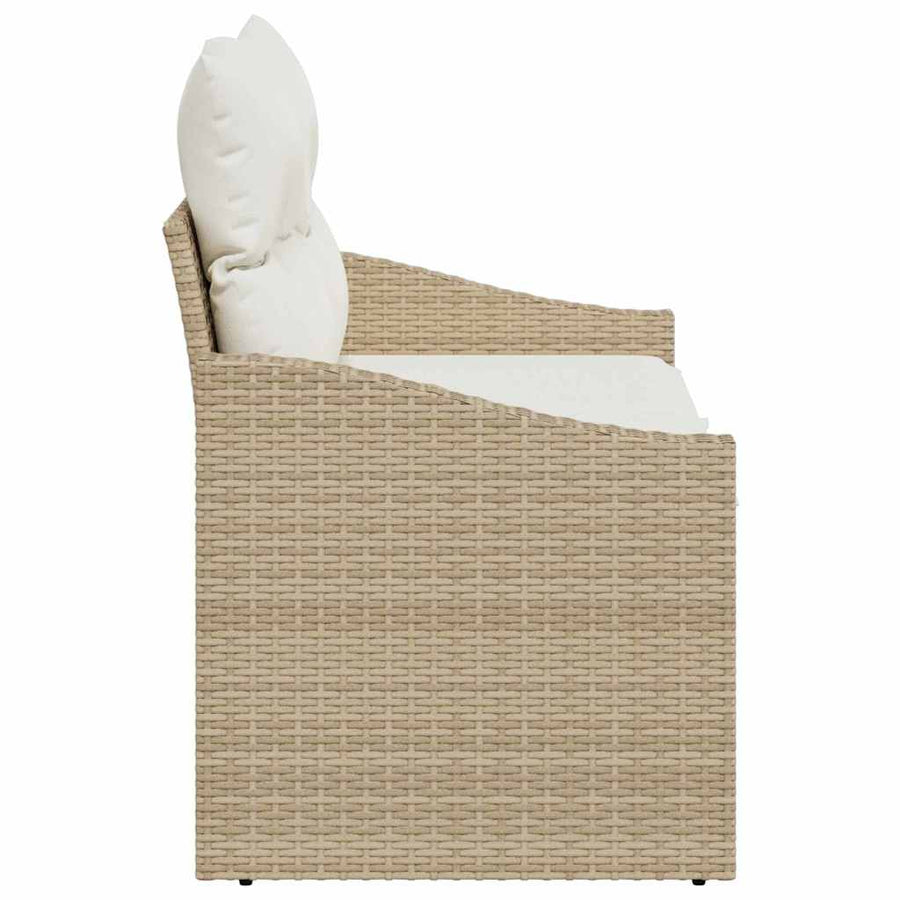 Tuinbank met kussen 123 x 62 x 69 cm poly rattan