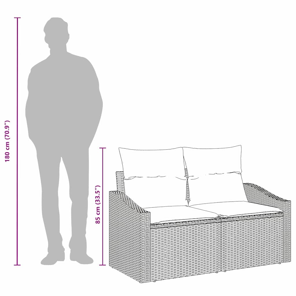 Tuinbank Bruin 123 x 62 x 69cm poly rattan