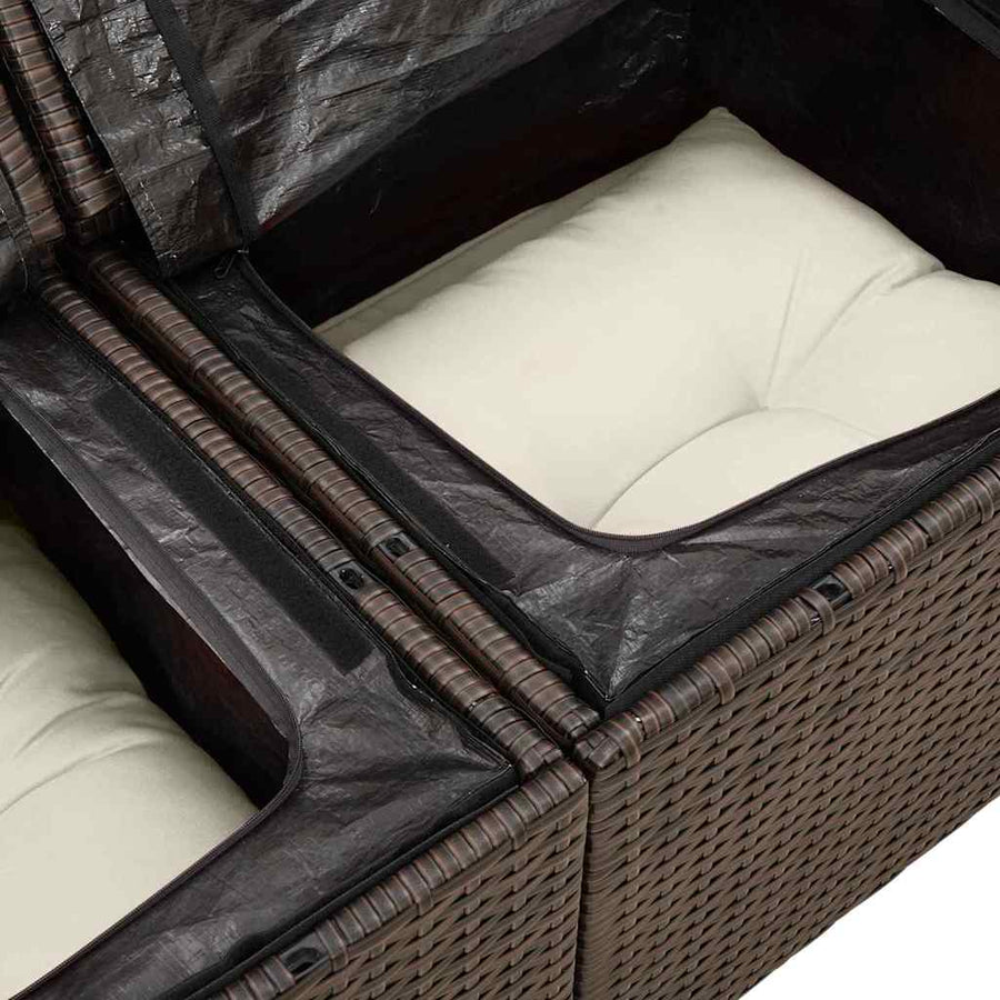 Tuinbank met kussen met opslag 123 x 62 x 69 cm poly rattan