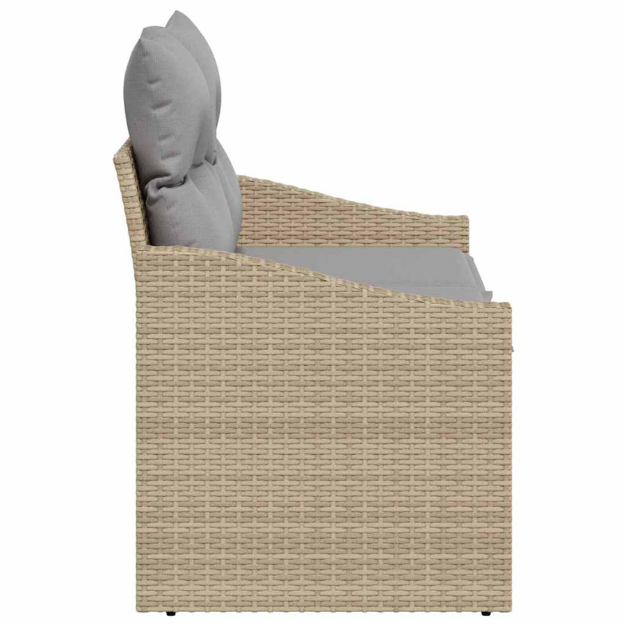 Tuinbank met kussen met opslag 123 x 62 x 69 cm poly rattan