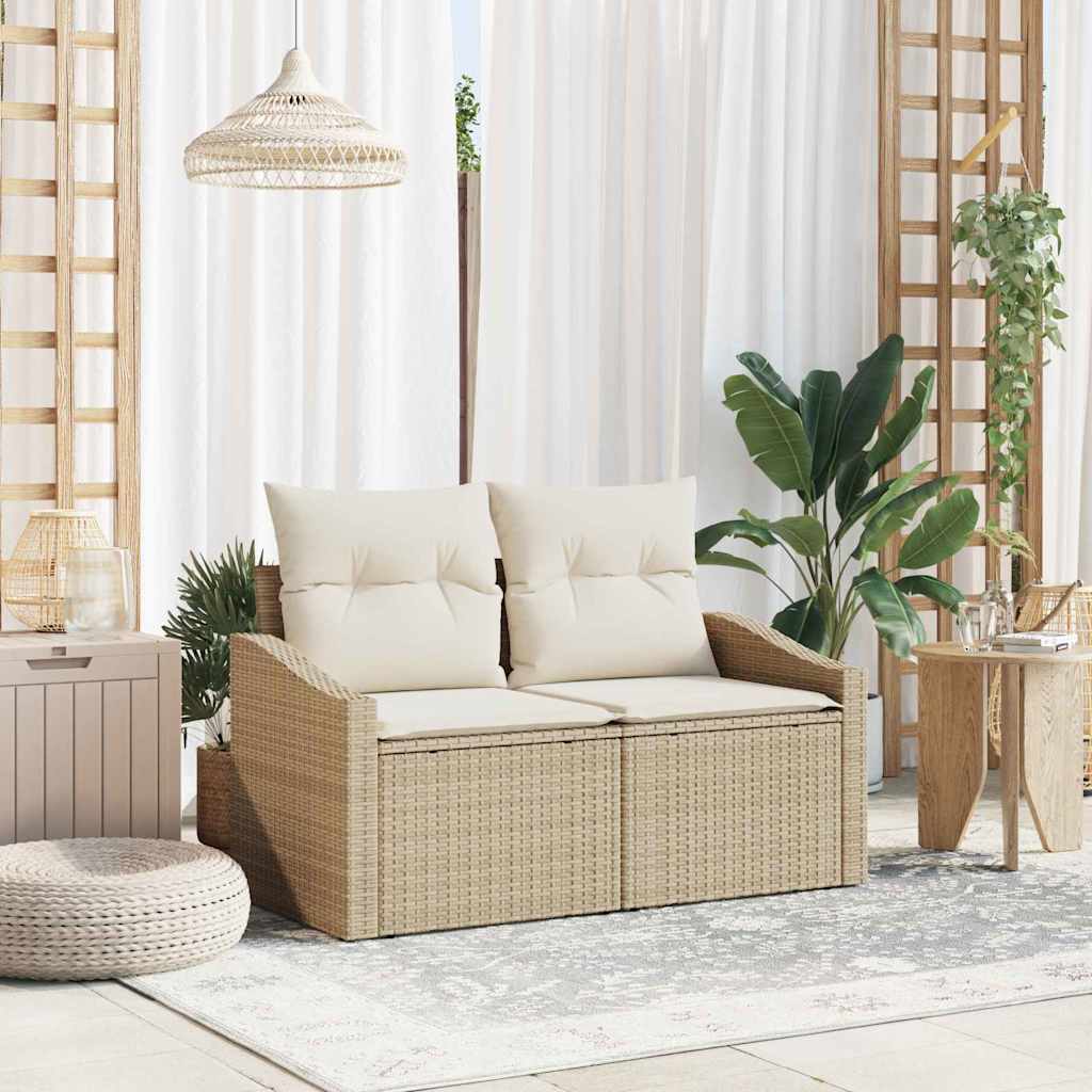 Tuinbank met kussen met opslag 123 x 62 x 69 cm poly rattan