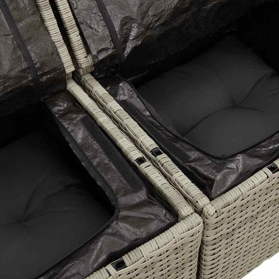Tuinbank met kussen met opslag 123 x 62 x 69 cm poly rattan