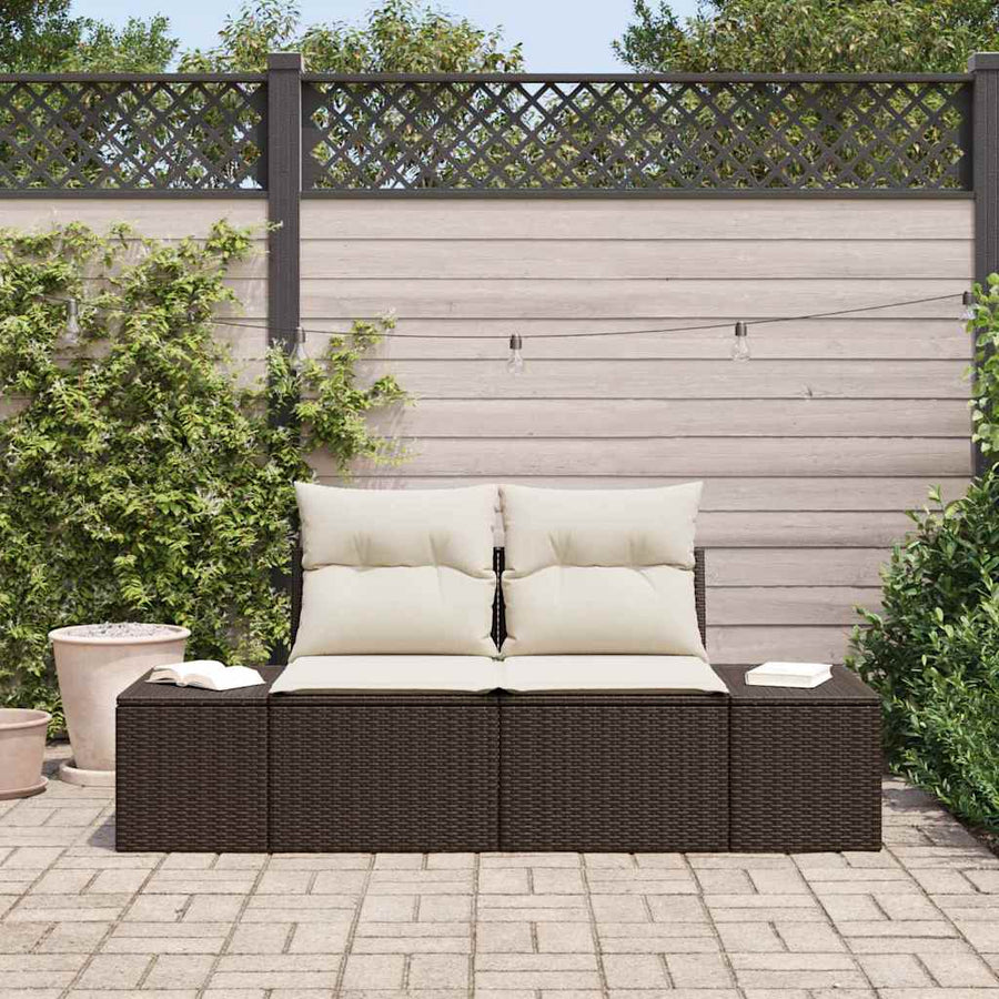 Tuinbank met kussen Bruin 184 x 62 x 69 cm poly rattan