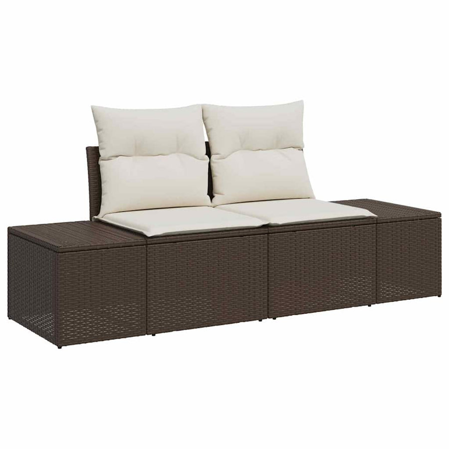 Tuinbank met kussen Bruin 184 x 62 x 69 cm poly rattan
