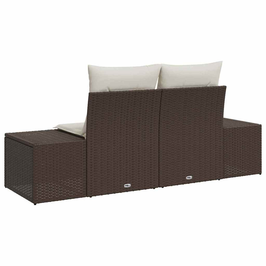 Tuinbank met kussen Bruin 184 x 62 x 69 cm poly rattan