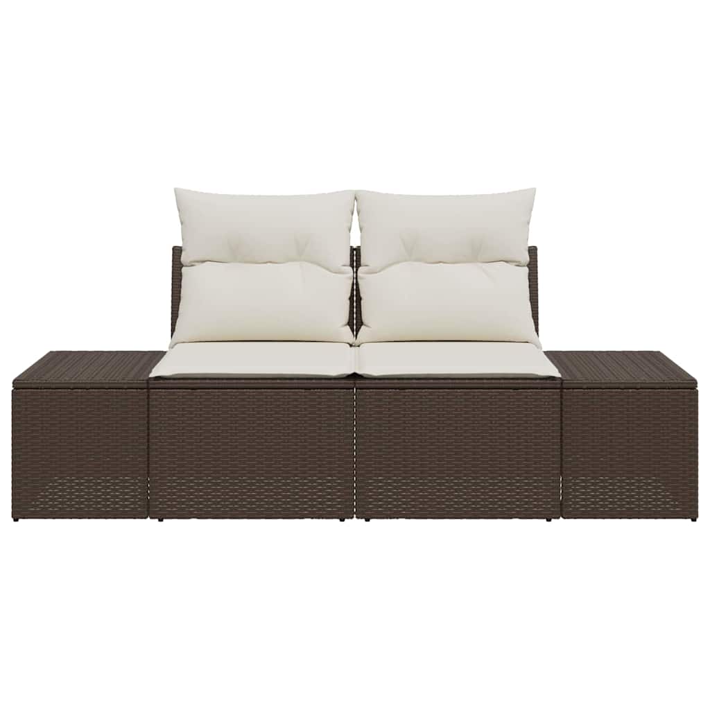 Tuinbank met kussen Bruin 184 x 62 x 69 cm poly rattan