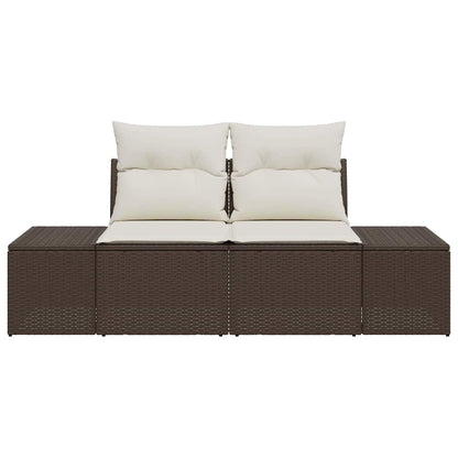 Tuinbank met kussen Bruin 184 x 62 x 69 cm poly rattan